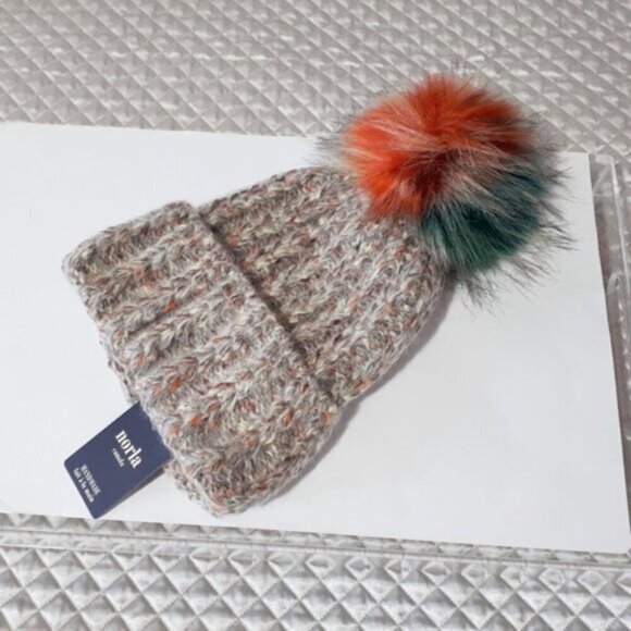 NWT Norla multicolour faux fur pom pom beanie - Picture 3 of 5